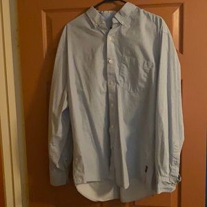 Blue polka dot button down